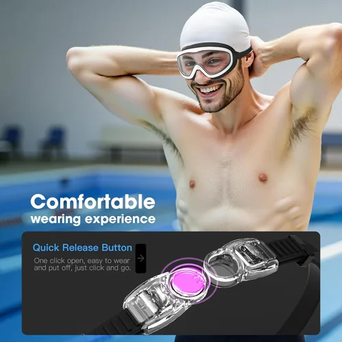 Vista 4 de Gafas de natación para adultos, paquete de 2 gafas de natación con visión amplia para hombres, mujeres, jóvenes, adolescentes, gafas de natación