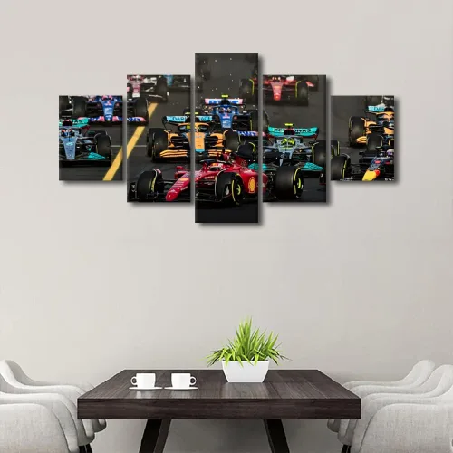 Vista 2 de TUMOVO Lienzo decorativo de pared para sala de estar, carreras, decoración moderna del hogar, carreras de automóviles, carteles impresos en alta