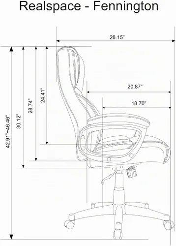 Vista 7 de Realspace® Fennington - Silla de cuero con respaldo alto, color negro