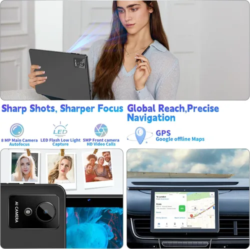 Vista 4 de Tablet de 10 pulgadas, tableta Android de 10 pulgadas, tableta Android 15 con 18 GB de RAM 128 GB de ROM, 1 TB expandible, Widevine L1, procesador
