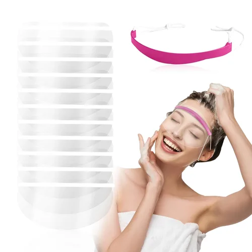 Vista 10 de Wokyo 200 protectores faciales desechables, de plástico transparente, protector para la frente, tinte para el cabello, corte, protección de ojos 200