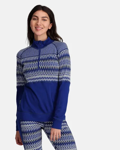 Vista 3 de Kari Traa Silja Half Zip - Camiseta de capa base para mujer, 100% lana merina, manga larga, camisa de invierno cálida