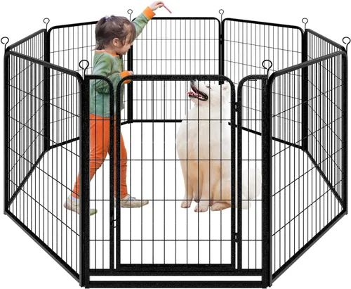 Vista 22 de Kfvigoho Corralito para perros para exteriores, extra ancho, 12 paneles de valla resistente para perros, 32 pulgadas de altura, antioxidante