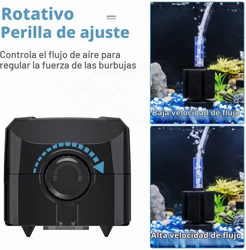 Vista 3 de Uniclife - Bomba de aire ajustable para acuario, 4 LPM y 2 salidas de oxígeno con accesorios, tanque de peces de 100 galones