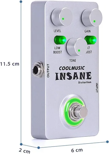 Vista 4 de COOLMUSIC C-DI01 Insane Distortion Pedal de distorsión de bajo para guitarra