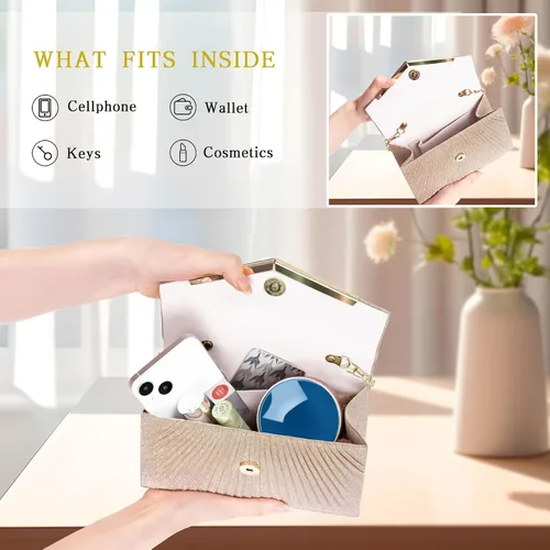 Vista 6 de Larcenciel Bolsos de noche para mujer, bolso de noche plisado brillante, elegante embrague de lentejuelas para boda, fiesta de cóctel formal