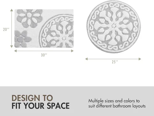 Vista 3 de Madison Park Casablanca 100% Cotton Tufted Bathroom Rugs Luxurious Plush Medallion Floral Pattern Bath Mat Absorbent, Quick Dry, Spa Design Shower