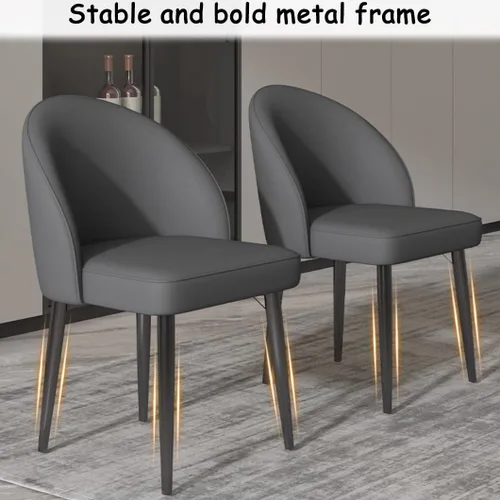 Vista 6 de YVYKFZD Juego de sillas de comedor, silla de comedor de cuero con respaldo curvo, sillas de cocina sin brazos, silla auxiliar tapizada cómoda