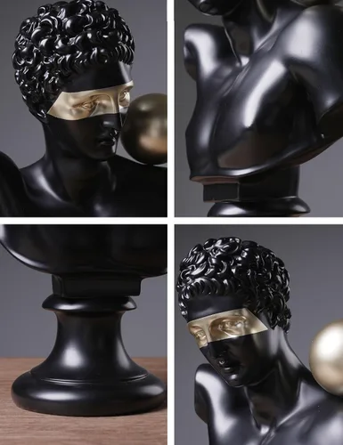 Vista 8 de Estatua griega de busto abstracta, escultura moderna, regalo para el hogar, centro de mesa para estantería, escritorio, oficina, negro, 13.8 pulgadas