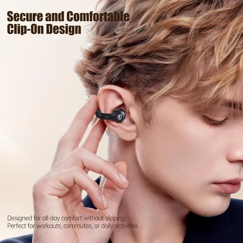 Vista 3 de Auriculares de oreja abierta, auriculares Bluetooth 5.4 con clip, auriculares estéreo inalámbricos de 40 horas de reproducción con pantalla digital