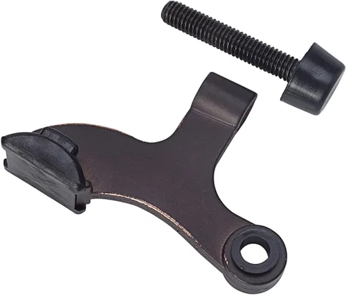 Vista 2 de Tope de puerta de pasador de bisagra de bronce aceitado, paquete de 8 unidades, tornillos de cabeza ajustables, protectores de pared resistentes