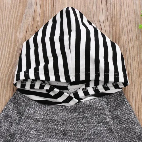 Vista 7 de Conjunto de ropa para bebé niño con capucha para otoño e invierno, pantalones de género neutro de manga larga