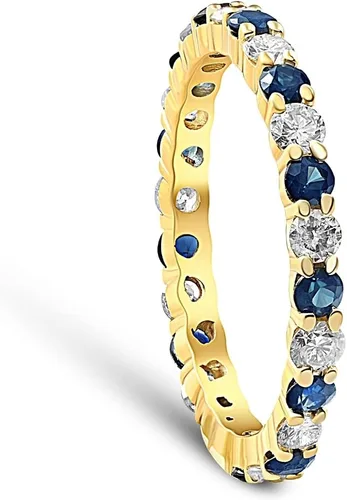 Vista 4 de Anillo de eternidad con zafiro de diamantes de 1 12 quilates en oro amarillo de 14 quilates