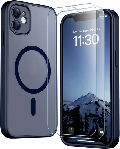 Vista 142 de SPIDERCASE Funda magnética translúcida diseñada para iPhone 11, con 2 protectores de pantalla de vidrio templado, antihuellas, para iPhone 11 de 6.1