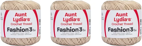 Vista 17 de Aunt Lydia Classic Crochet - 3 unidades de 350y/1,049.9 ft - Natural Tamaño 10 3 capas 100% algodón mercerizado hilo de ganchillo para tapetes