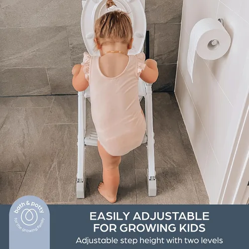 Vista 3 de Dreambaby Asiento de inodoro para niños pequeños con escalones, asiento ajustable para orinal con protector contra salpicaduras, adorno para orinal