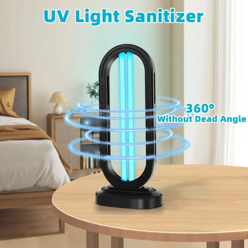 Vista 2 de Feefir Desinfectante de luz UV, dispositivo de desinfección para el hogar UVC, temporizador de 4 velocidades y control remoto, luz UVO, lámpara UV