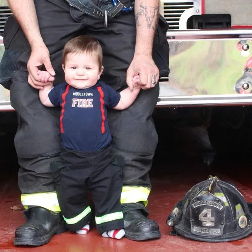 Vista 6 de Traje de bebé de 2 piezas negro personalizado bombero
