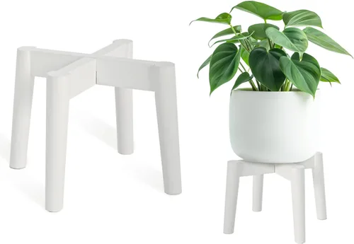 Vista 12 de Soporte de madera para plantas de 7.5 x 9.8 pulgadas, para interiores y exteriores, soporte de madera para macetas de un solo piso, soporte