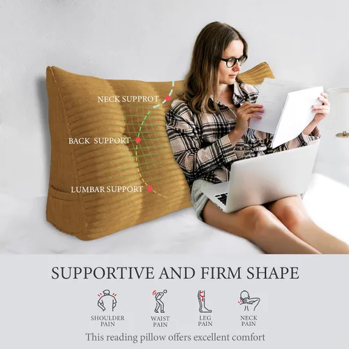 Vista 63 de Almohada de cabecera gruesa totalmente rellena tamaño Queen, cabecera acolchada suave y firme, soporte grande, triangular, almohada de cuña