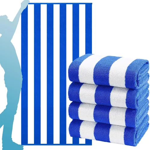 Vista 24 de Paquete de 4 toallas de baño extra grandes a rayas, juego de toallas de baño a granel, tamaño XL, grandes, esponjosas, absorbentes, de microfibra