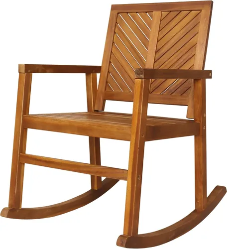Vista 9 de JONATHAN Y Ned RCK100C - Mecedora de madera de acacia maciza para exteriores, para todo tipo de clima, con respaldo alto, diseño de cheurón