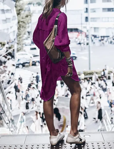 Vista 7 de Eddoyee Traje de baño suelto de manga larga para mujer, camisa con botones, vestido de playa