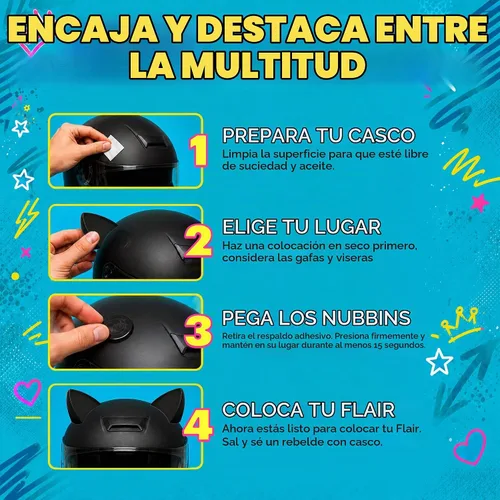 Vista 4 de MagNeatOhz - Orejas de gato para casco, accesorio magnético e intercambiable para casco de gatito, par Negro