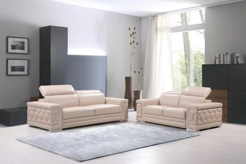 Vista 2 de Blackjack Furniture Usry - Sofá tapizado de piel italiana, color caqui