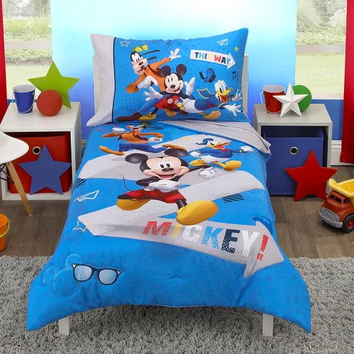 Vista 14 de Disney Cars Piston Cup Circuit - Juego de cama infantil de 4 piezas color azul, rojo y amarillo, Lightning McQueen y Mater, edredón, sábana bajera