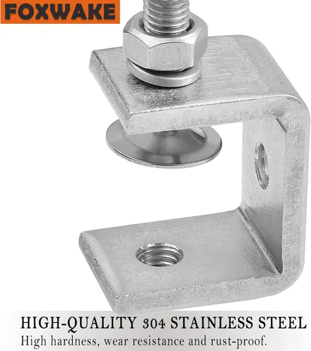 Vista 5 de Abrazaderas C de acero inoxidable mini de 1 pulgada para montaje, abrazaderas U metálicas resistentes para trabajo en metal, abrazadera