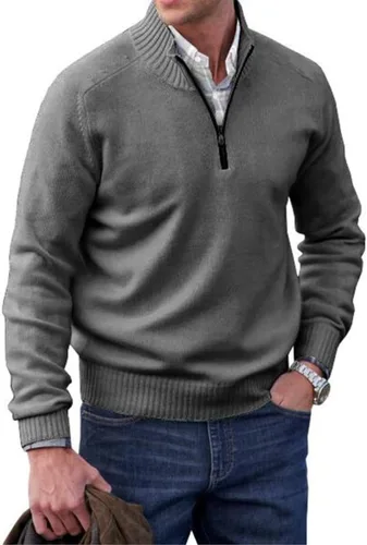 Vista 2 de Mens Polo Shirts Quarter Zip Long Sleeve Classic Casual Pullover Stand Collar Shirts