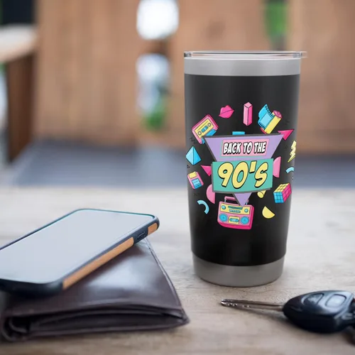 Vista 7 de Back to the 90s Retro 90s Nostalgia Stainless Steel Insulated Tumbler