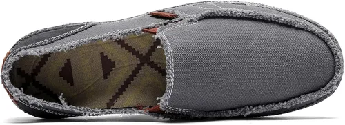 Vista 3 de CASMAG Zapatos de tela para hombre, estilo casual, zapatos de lona antideslizantes para ocio, estilo vintage, zapatos náuticos planos