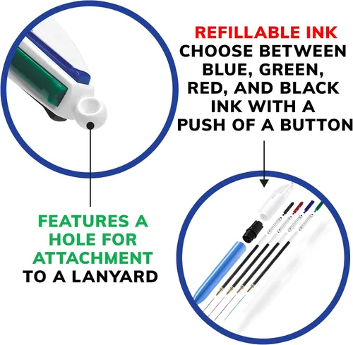 Vista 4 de BIC - Bolígrafo retráctil original de 4 colores con punta media de 1.0 mm, 3 unidades con tinta surtida