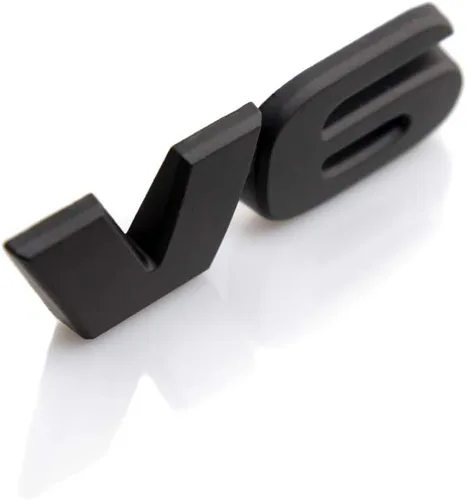 Vista 4 de 2 calcomanías de metal V6 Emblema para tronco, calcomanía de metal para decoración de automóvil (negro)