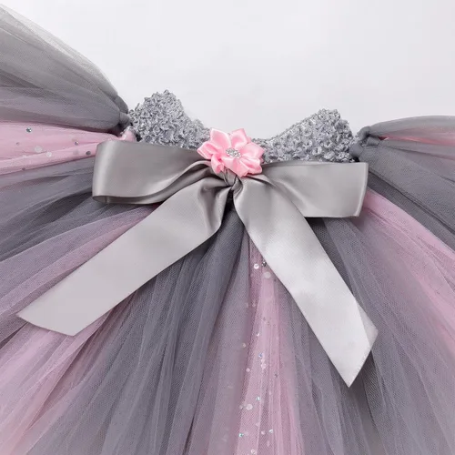 Vista 5 de AWIBMK Disfraz con temática de animales para niñas pequeñas, falda de tul con orejas, diadema, pajarita y cola para Halloween y cosplay