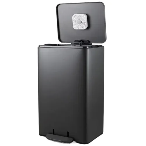 Vista 2 de Contenedor de basura Cubo De Basura Rectangular De Metal Negro, 30 Litros, Debajo De Los Contenedores, Pedal Elegante, Accesorios para El Hogar De