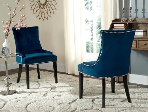 Vista 2 de Safavieh Mercer Collection Lester Navy/Espresso (juego de 2) Silla de comedor marino