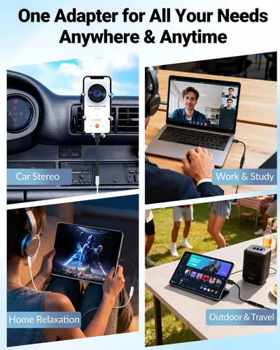 Vista 7 de Seulliya Adaptador USB C a conector de auriculares de 0.138 in para iPhone 15/16 Pro/Max, adaptador DAC de audio de alta resolución, convertidor