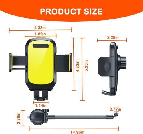 Vista 2 de Osilly Soporte para teléfono celular de automóvil, salpicadero de vehículo, ventilación de aire, manos largas, soporte de teléfono, accesorios
