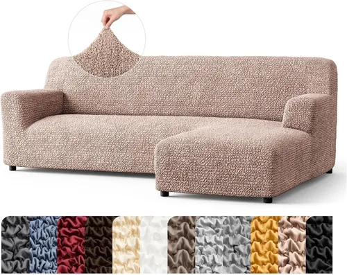 Vista 19 de PAULATO BY GA.I.CO. Funda de sofá modular, funda para sofá chaise longue en forma de L, fundas lavables para sofá esquinero, funda elástica de Gris