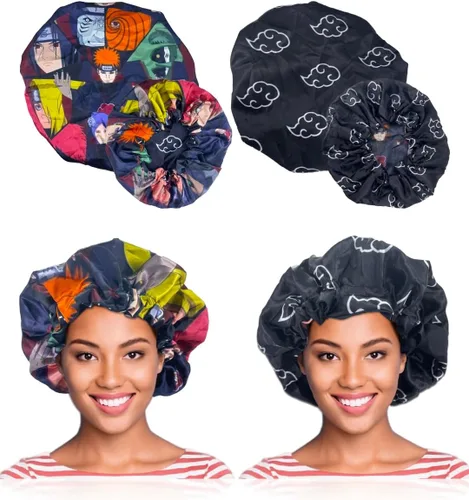Vista 8 de Double Layer Reversible Anime Bonnet for Men and Women - Comfortable Satin Silky Fabric with Elastic Soft Band