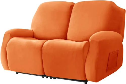 Vista 8 de Fundas de terciopelo elástico para sillas reclinables, fundas para sofá biplaza de 2 cojines, 6 piezas, fundas protectoras para muebles con bolsillo