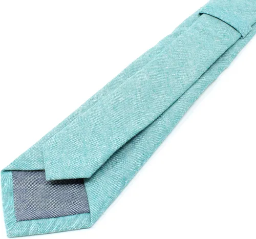 Vista 38 de Corbata delgada de algodón cambray para hombre, estilo desgastado texturizado - 2 1/2 pulgadas de ancho