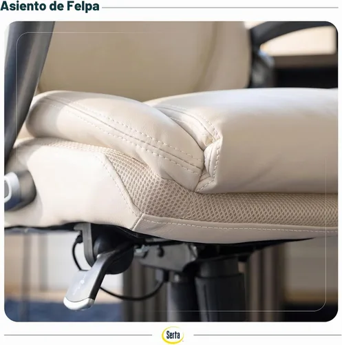 Vista 10 de Serta AIR Health and Wellness - Silla de oficina ejecutiva, respaldo alto, ergonómica grande y alta para soporte de madera, giratoria, piel Blanco