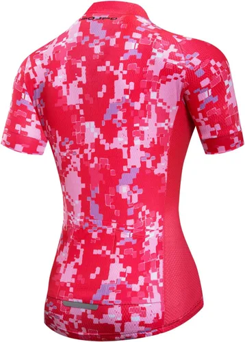 Vista 169 de Camiseta de ciclismo para mujer, manga corta y pantalones cortos de ciclismo acolchados para verano