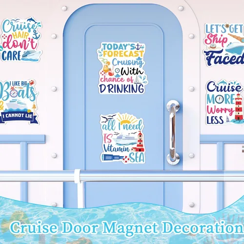 Vista 4 de Wxiben - Decoraciones magnéticas grandes para puerta de crucero, 6 unidades, decoración de puerta de crucero de navegación marítima, divertidos