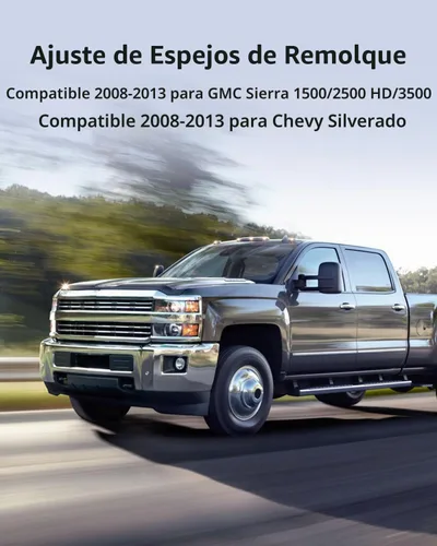 Vista 4 de Espejos de remolque para 2008-2013 para Chevy Silverado GMC Sierra 1500/2500 HD/3500 con un par de lado izquierdo y derecho. Regulación manual. Sin