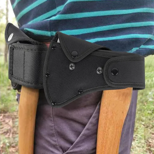 Vista 6 de Linkidea Funda de nailon para hacha de 4 pulgadas, funda protectora de hacha de doble broche para acampar y herramientas de supervivencia al aire
